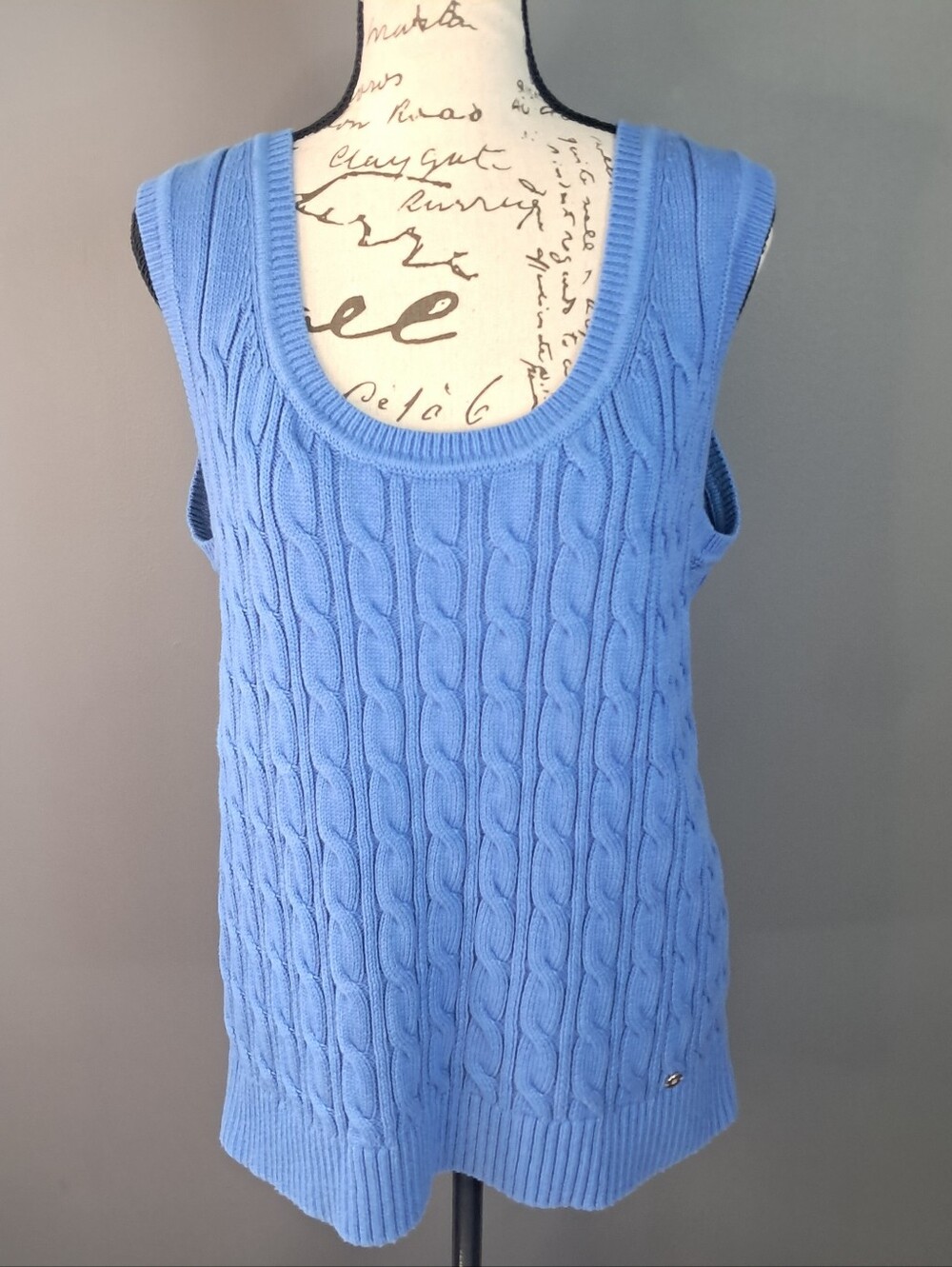 Tommy Hilfiger Women's Cable Knit Sweater Tank Top Size XL Light Blue NWT